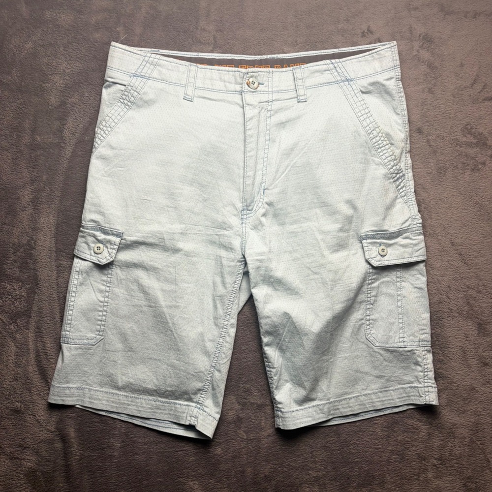 Wear First Cargo Shorts Mens 36 Blue Free-Band Stretch Cotton Casual Outdoor